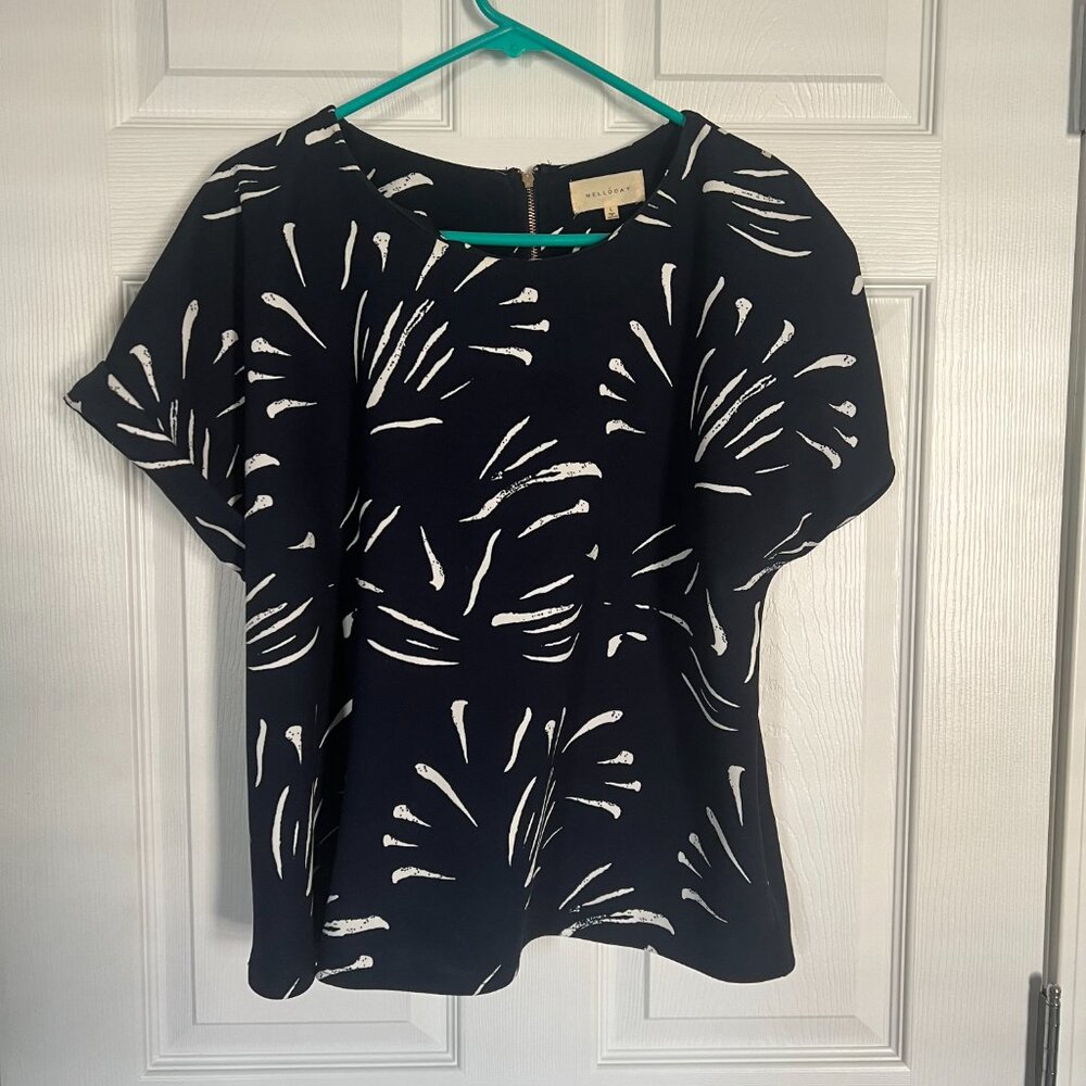 Mellody Women Top in Large: Blue and White